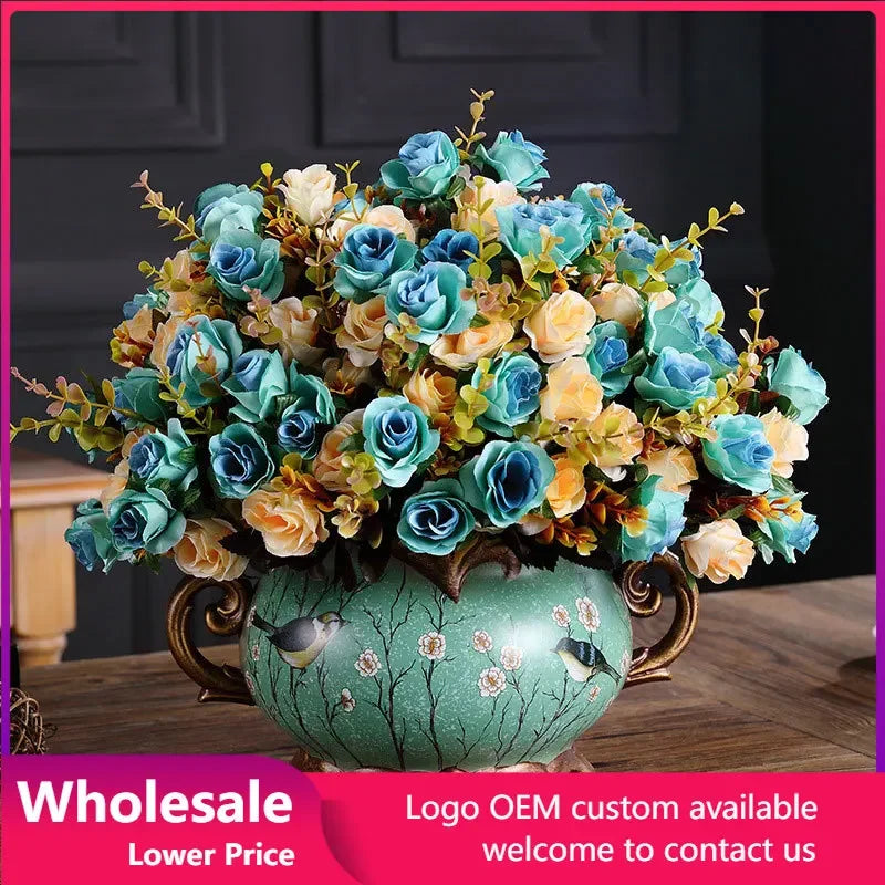 European Palace Gold Flower Vase Centerpiece Ornaments Home Furnishing Decoration Crafts Livingroom Dining Room Retro Vase