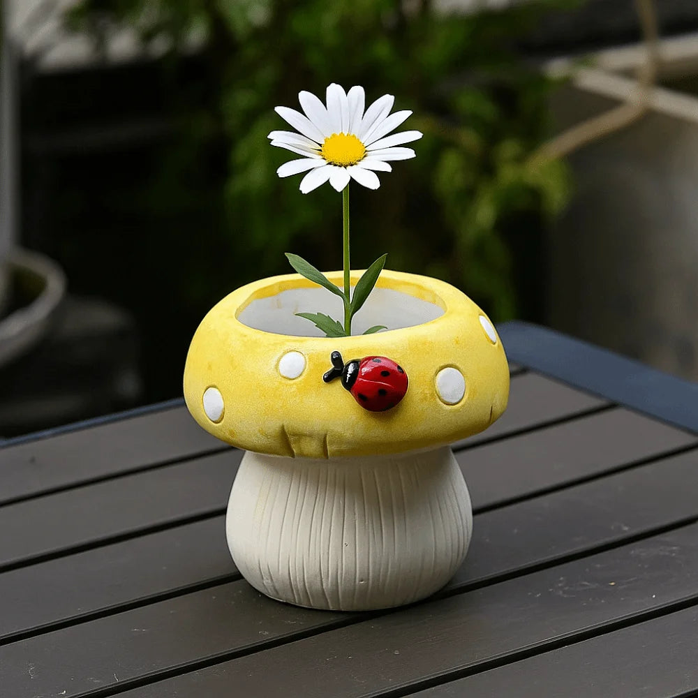 Flower Arrangement Container Ceramic Mushroom Vase Exquisite Modern Flower Pot Creative Hydroponic Flower Holder Living Room