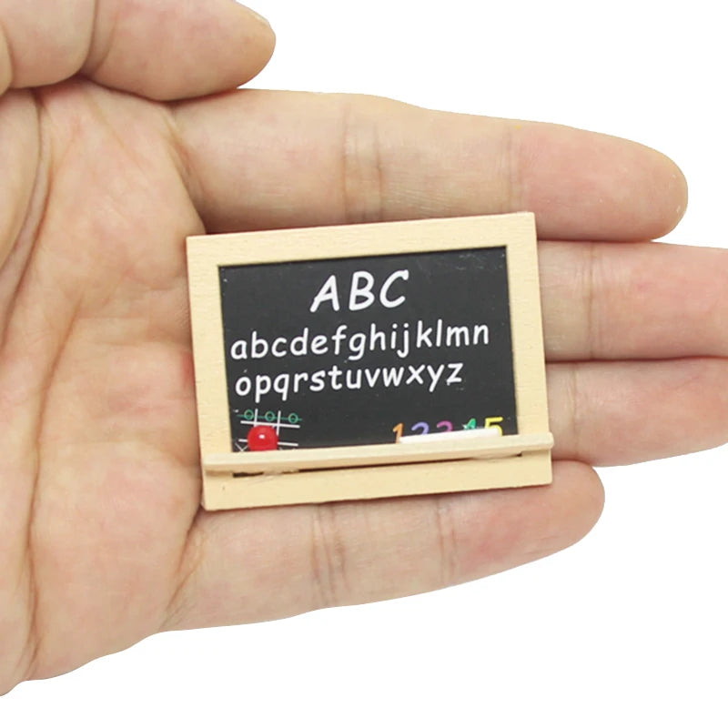 Wood Wooden Blackboard ABC Classroom School Furniture Education Models Figurines for 1/6 1/12 Dollhouse Kids Children Gifts Toys