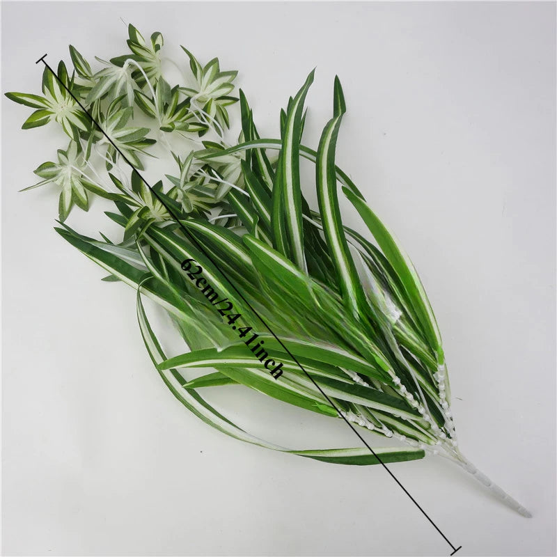 Artificial Plants Wall Hanging Chlorophytum Potted Green Plants PVC Fake Plants Simulation Flower for Wedding Party Home Decor