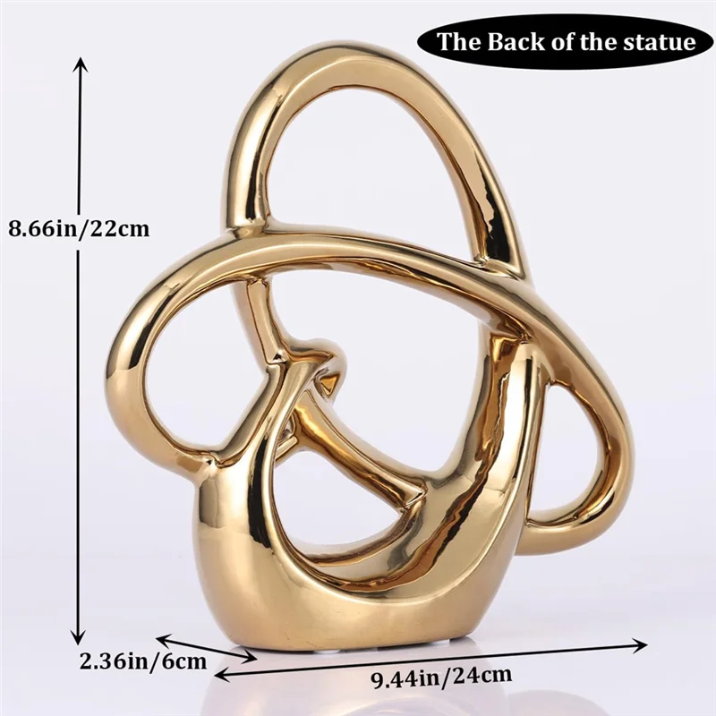 RALCA-Modern Gold Decor  Geometric Sculpture, Abstract Home Accent & Tabletop Figurine