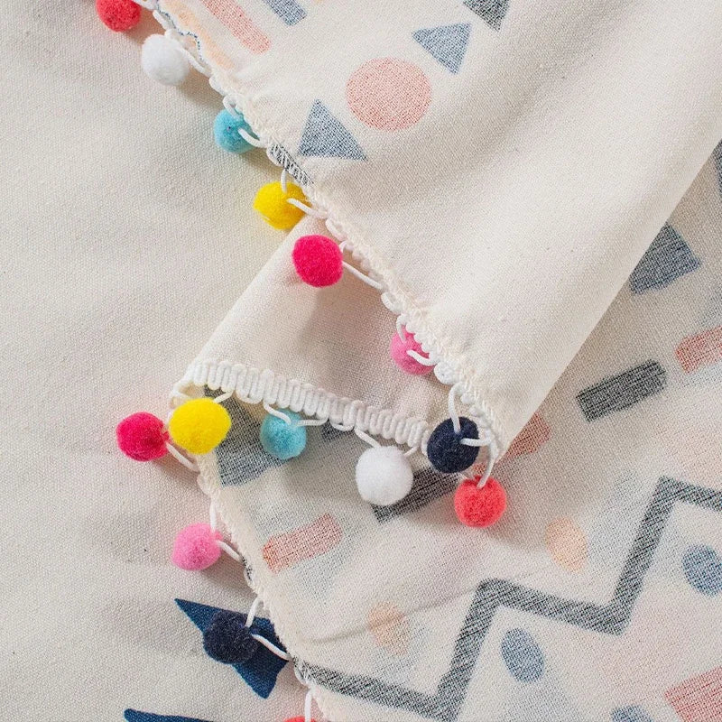 Bohemian Short Curtain Valance for Small Windows Kitchen Cafe Geometry Curtain Window Treatment Spring Summer Home Decoration