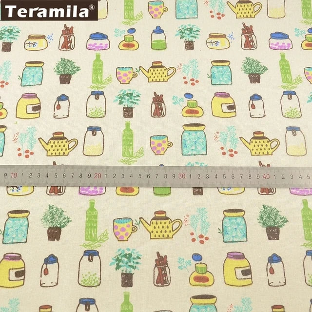 TERAMILA Cotton linen fabrics Map of the Word Home décor Sewing Material for Tablecloth Pillow Curtain Cushion Tissu