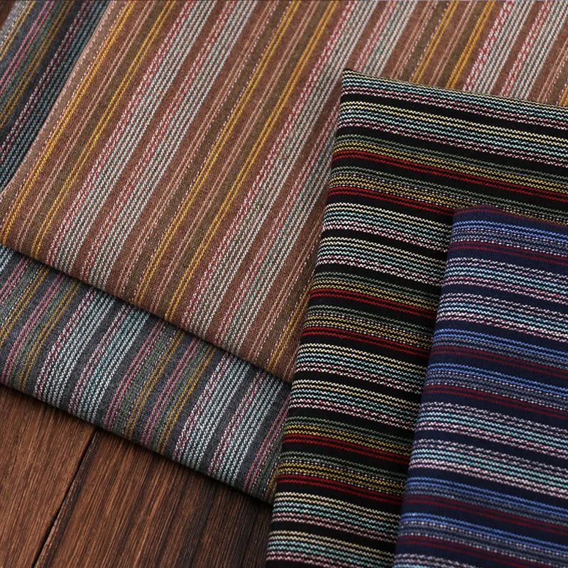 Cotton Yarn Dyed Fabric, Jacquard Striped Artistic Retro Skirt, Coat, Shirt Accessories, Shoes, Hats, Bags, Fabrics