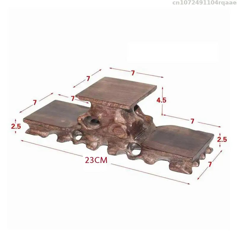 Natural Solid Wood Miniature Bases Figurine Vase Flower Pot Holder Coffee Tea Sets Pedestal Bonsai Plant Rack Home Decoration