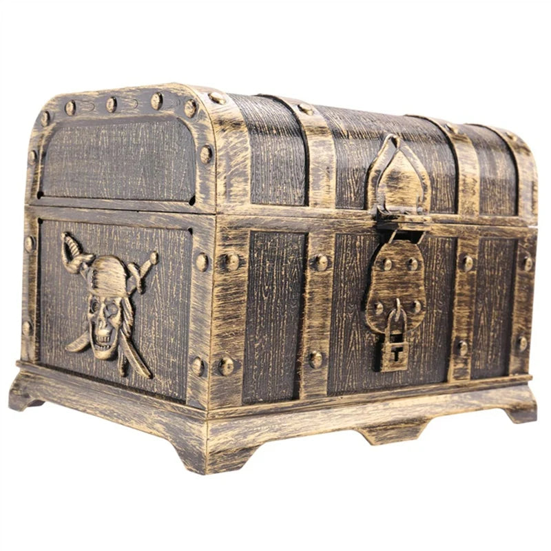 Pirate Treasure Chest Decorative Treasure Chest Keepsake Jewelry Box Plastic Toy Treasure Boxes Decor