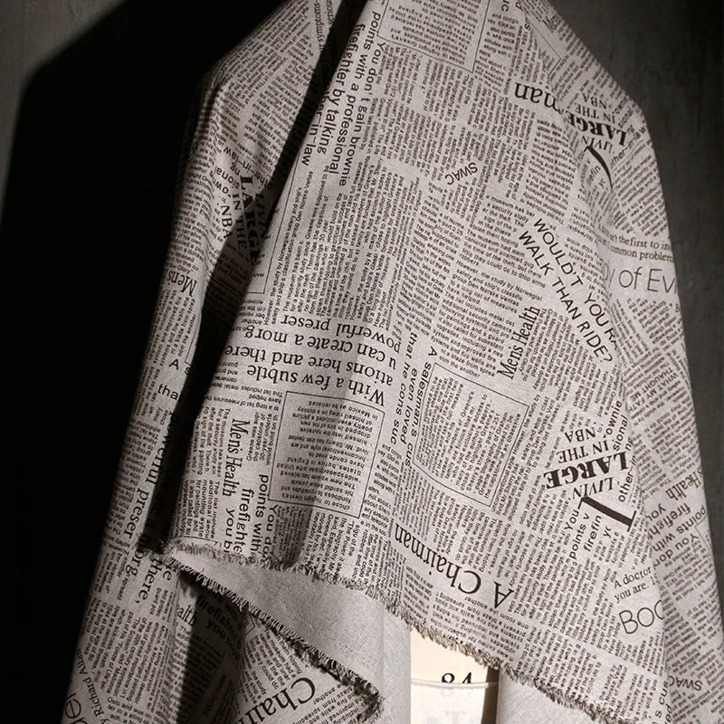 Vintage English word newspaper texture fabric clothing designer fabric handmade DIY curtain tablecloth background fabric