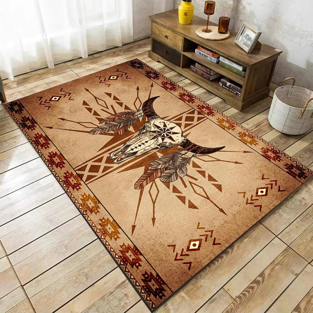 Western Rugs for Living Room Southwestern Native American Aztec Rugs Rustic Cow Rug Boho Western Decor Carpet for Bedroom Room