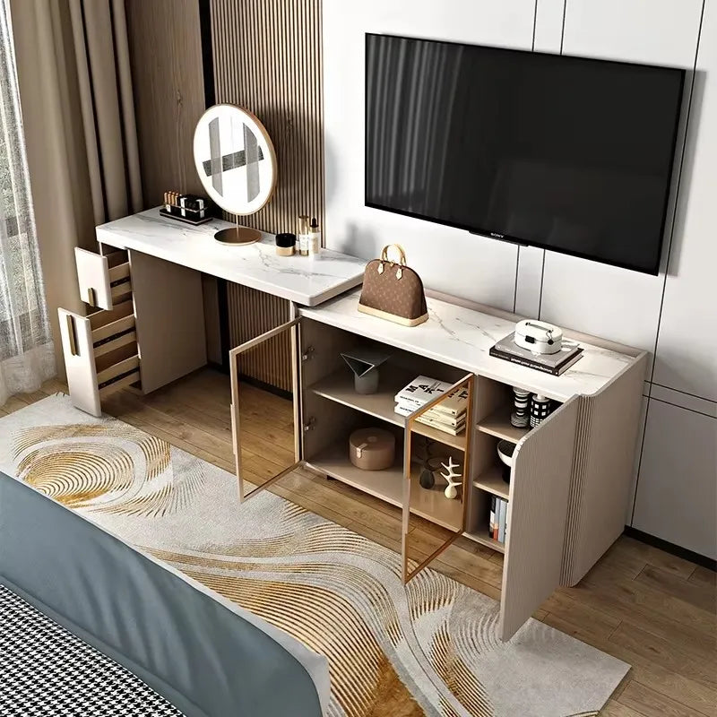 Minimalist Aesthetic Vanity Tables Makeup Modern Storage Led Lights Vanity Table Set Designer Penteadeira Furniture Deocr