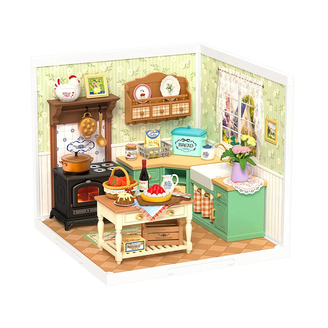 Rolife Cozy Farmhouse Kitchen Dollhouse DIY Miniature Kit Nostalgic Country Display Relaxing Craft Gift for Adults Teens
