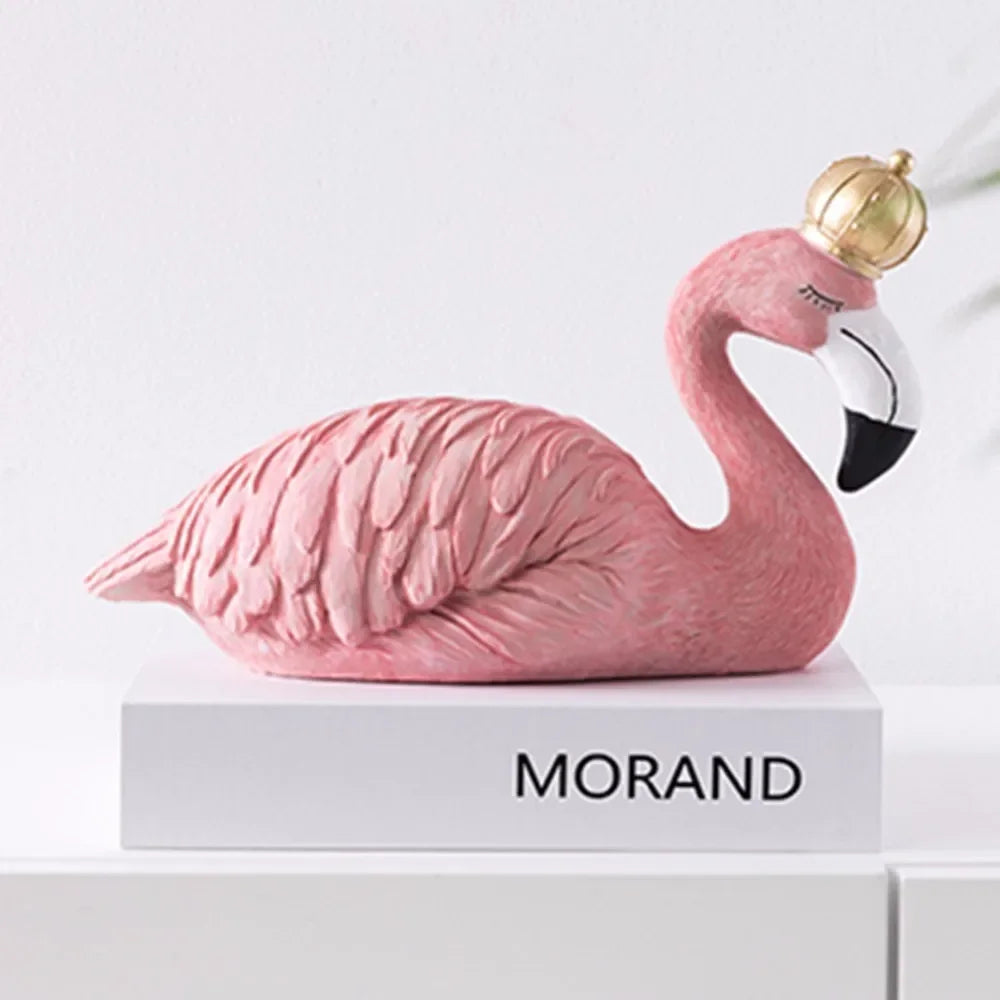 Resin Flamingo Ornament Decorative Figurines Home Desk Flamingo Decor Craft Wedding Birthday Gifts Flamingo Ornament