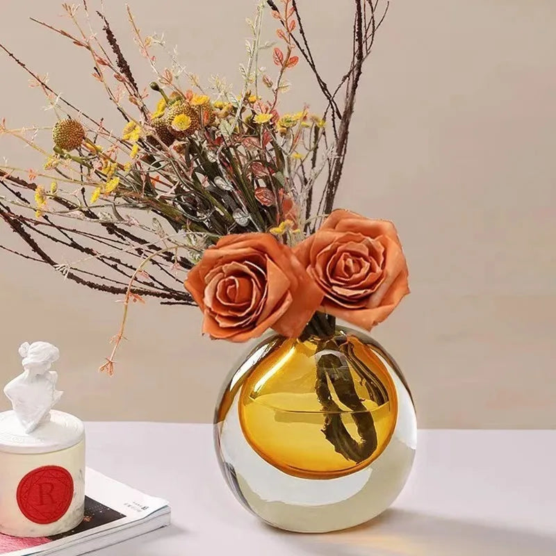 Nordic Vases Modern Flower Bottle Glass Minimalist Flower Vase Luxury Flowerpots Design Table Decoration Interior Accessories