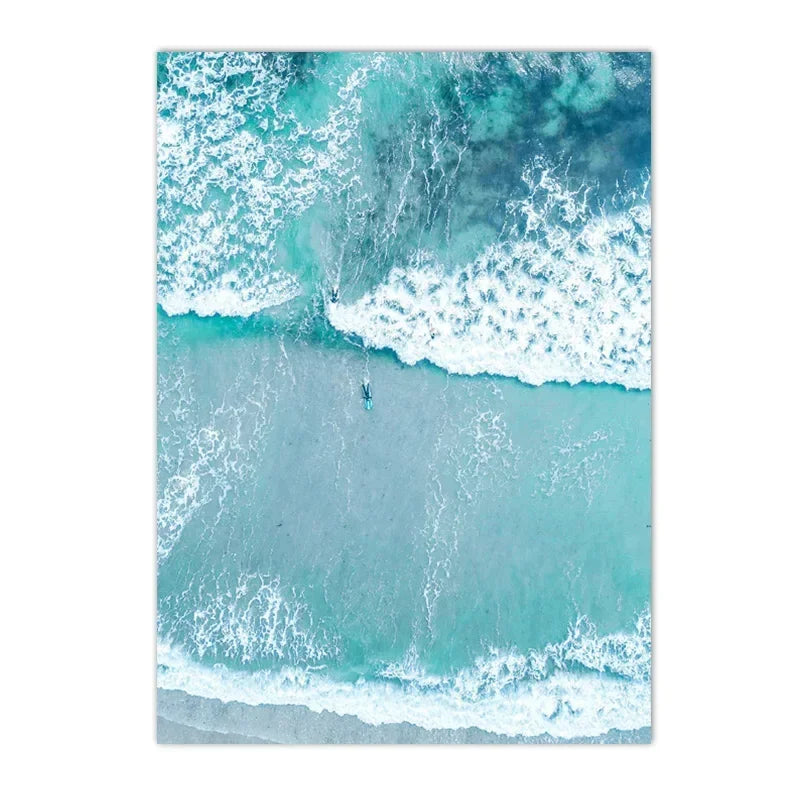 Coastal Seascape Canvas Painting Wall Art Picture Beach Blue Ocean Wave Sea Water Surf Posters And Prints Living Room Home Decor