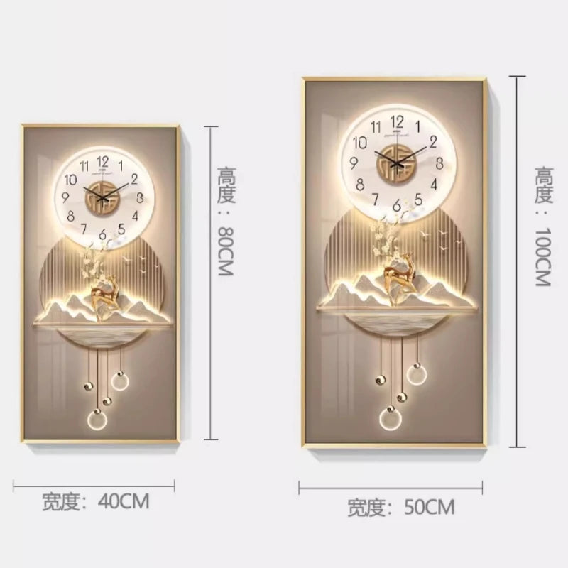Classic Square Wall Clock Light Hanging Design Large Wall Clock Living Room Gold Montre Murale Salon Home Decorating Items