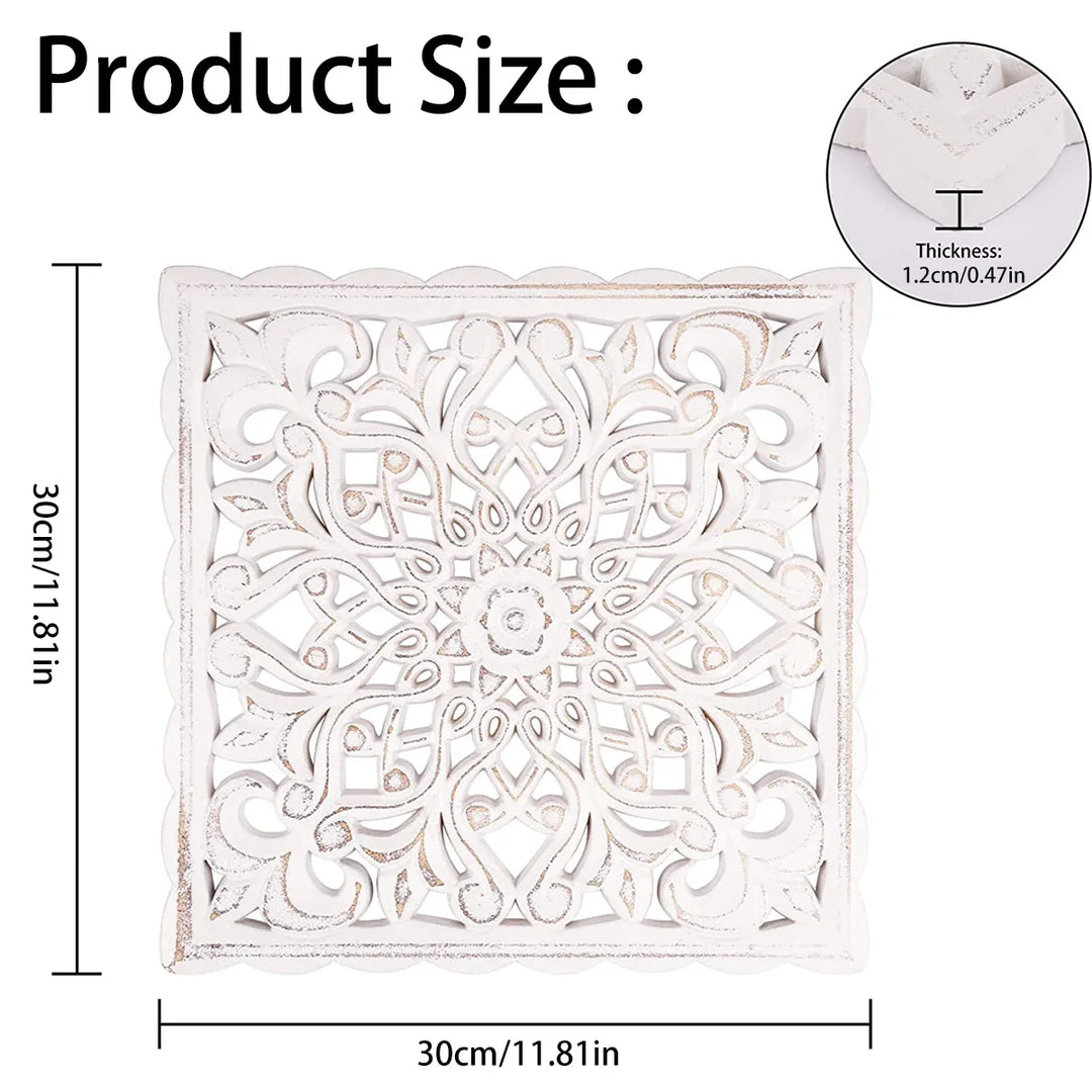 Hollow Carved Wooden Wall Decor Floral Wall Panel Hanging Decor Carved Hanging Ornaments Old Decorative Background Wall Hanging