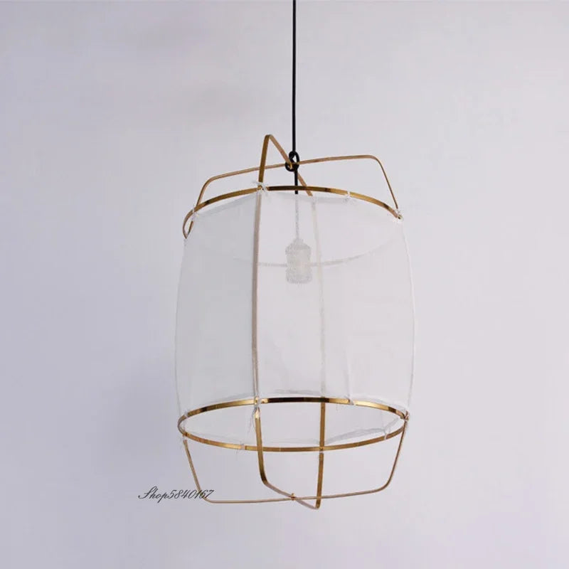 Modern bohemian fabric ceiling pendant lamp for living room hotel shop Art Deco gauze hanging light restaurant decor fixture
