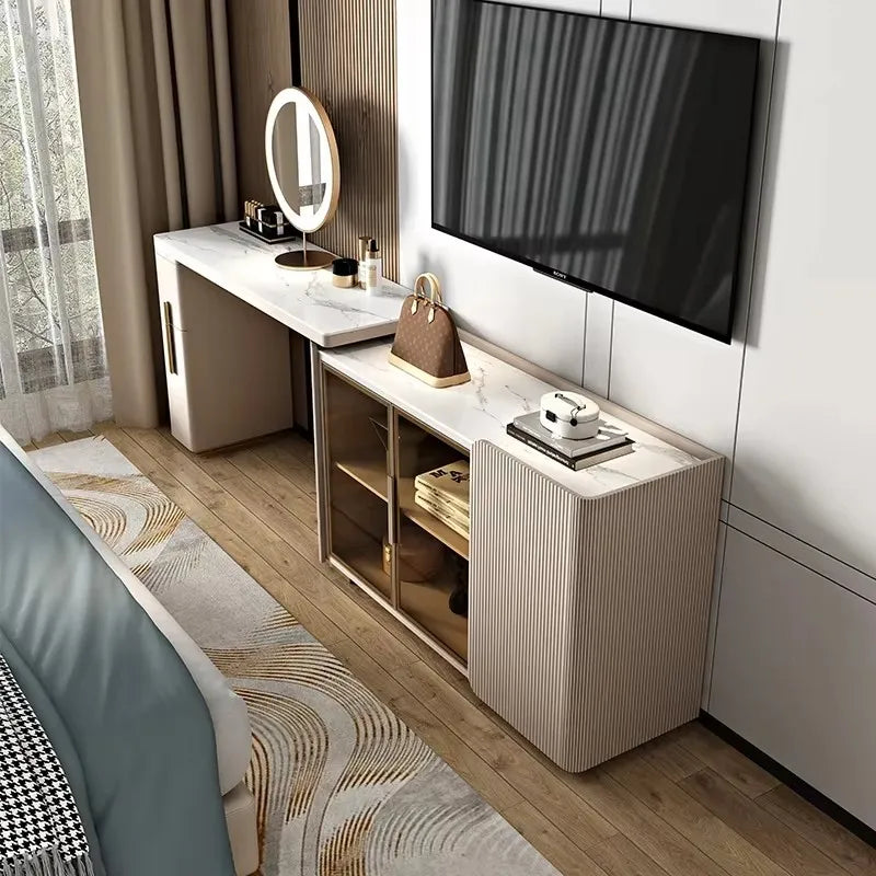 Minimalist Aesthetic Vanity Tables Makeup Modern Storage Led Lights Vanity Table Set Designer Penteadeira Furniture Deocr