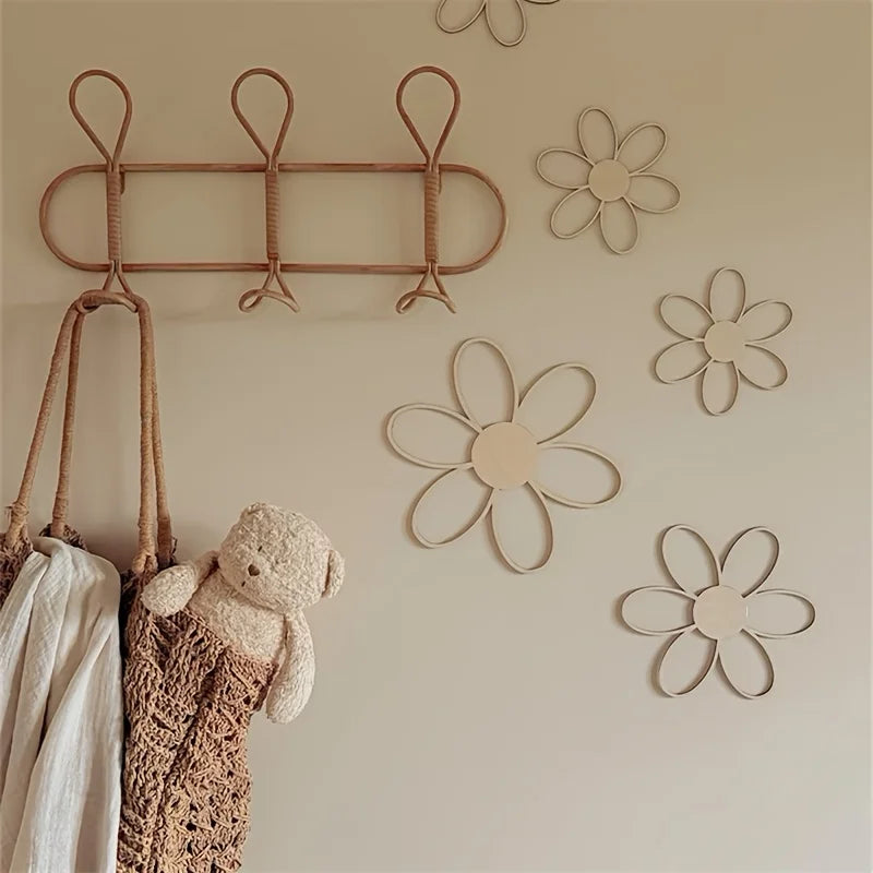 Ins Scandinavian Style Cut Out Daisy Flower Wall Decoration Wood Flower DIY Wooden Daisy, Spring and Summer, Room Party Decoration, Ideal Holiday Gifts