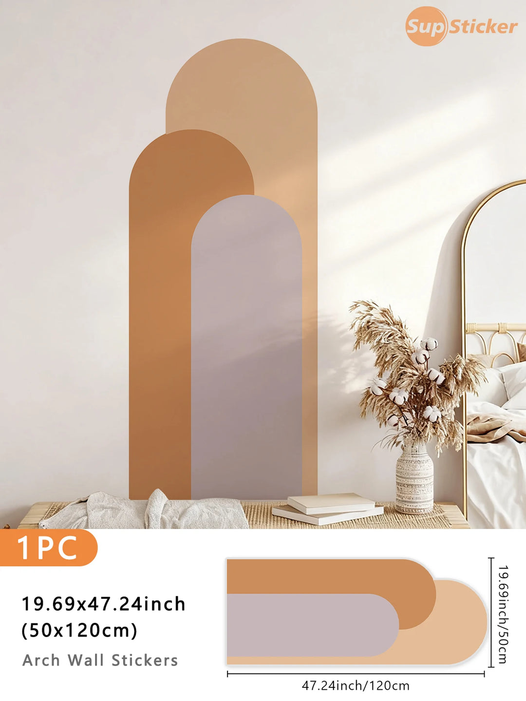 Minimalist Arch Wall Sticker, Geometric Shape Self - Adhesive Decorative Decal for Living Room Bedroom Home Decor