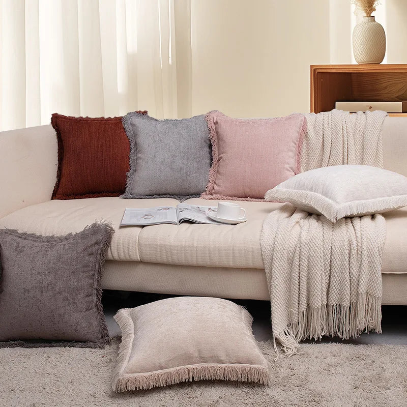 Home Decor Items Cushion Cover Brown Pink White Cotton Pillow Cover Decorative Cushions Sofa Bed Sofa Living Room Pillow Case