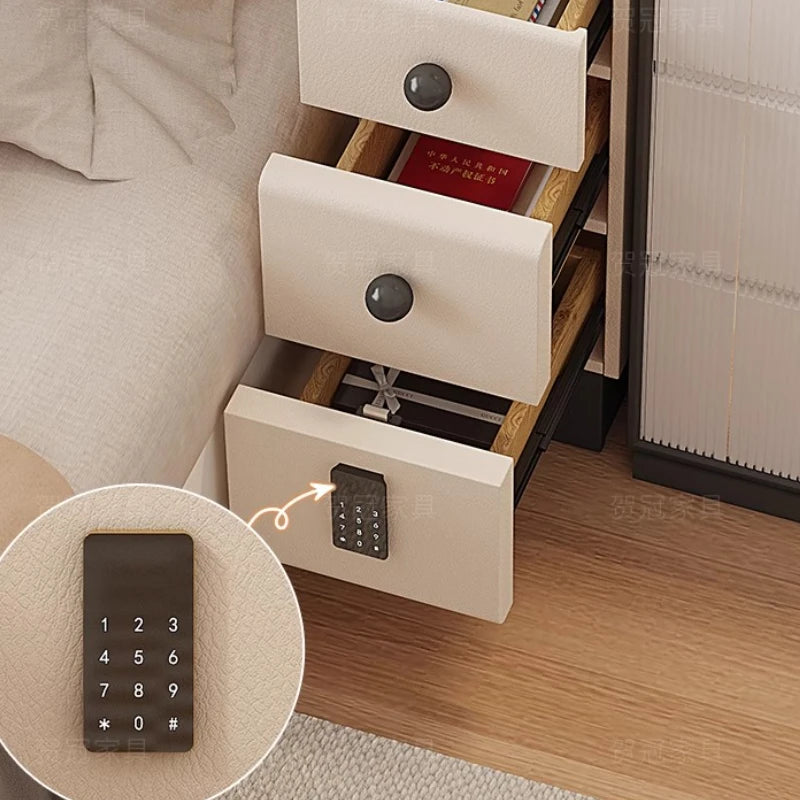 Minimalist Storage Nightstand Aesthetic Lamp Smart White Nightstand Drawer Cabinet Mesita De Noche Dormitorio Home Furniture