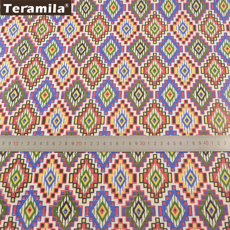 TERAMILA Cotton linen fabrics Map of the Word Home décor Sewing Material for Tablecloth Pillow Curtain Cushion Tissu