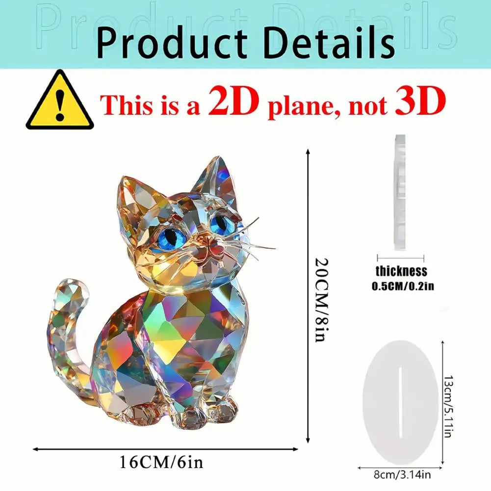 Cute Cat Ornament 2D Flat Acrylic Figurine Art Home Decoration Perfect Gift for Family and Friends Bedroom Desktop Decoration