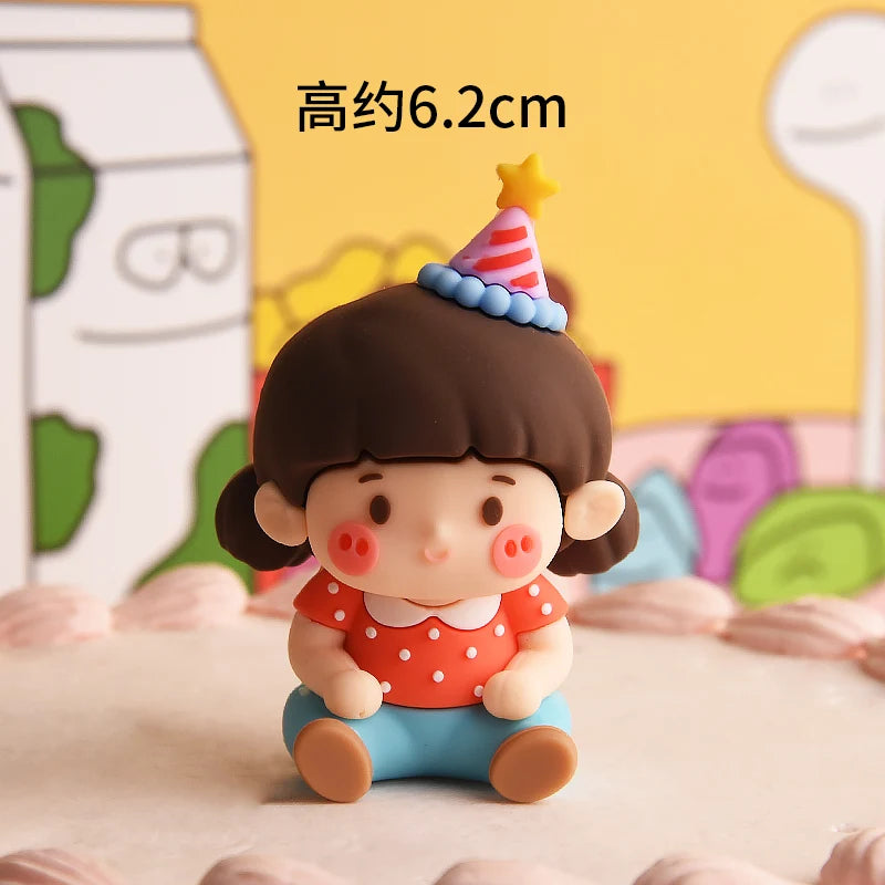 Home Decorative Statues Cake Topper Decorated with Cute Forest Animals Dinosaurs Bears Rabbit Circus Clowns Statues Mini Version