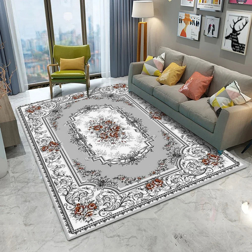 Vintage Rustic Carpet Shabby Rose Rugs Luxury Soft Elegant Traditional Rugs Floral Floor Carpet Home Living Room Bedroom Mats