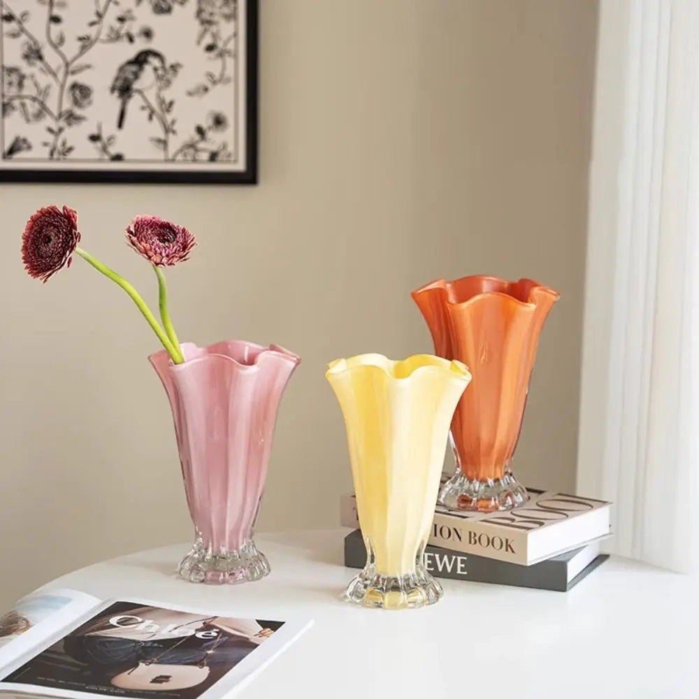 INS Flower Vase Modern Smooth Creative Glass Vase Simple Solid Color Desktop Decorating Flowerpot Dining Table