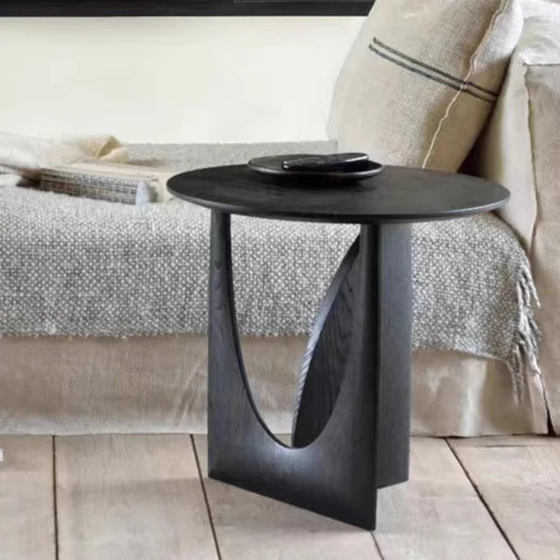 Wood Coffee Table Morden Designer Corner Interior Home Living Room Decoration Wood Round Sofa Side Table Room Small Furniture