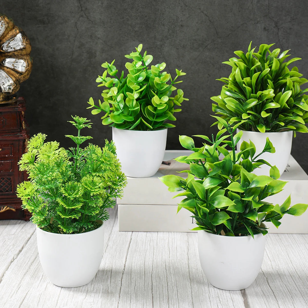 Artificial Plants Potted Green Bonsai Small Tree Grass Plant Pot Ornament Fake Flower for Home Garden Decor Wedding Party Decor