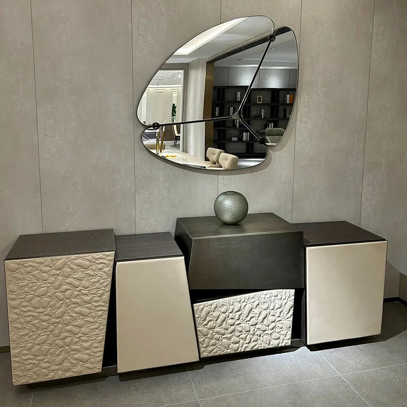 Irregular Geometric Design Storage Cabinet Sideboard Light Luxury Luxury Villa Entry Luxury Decorative Cabinet