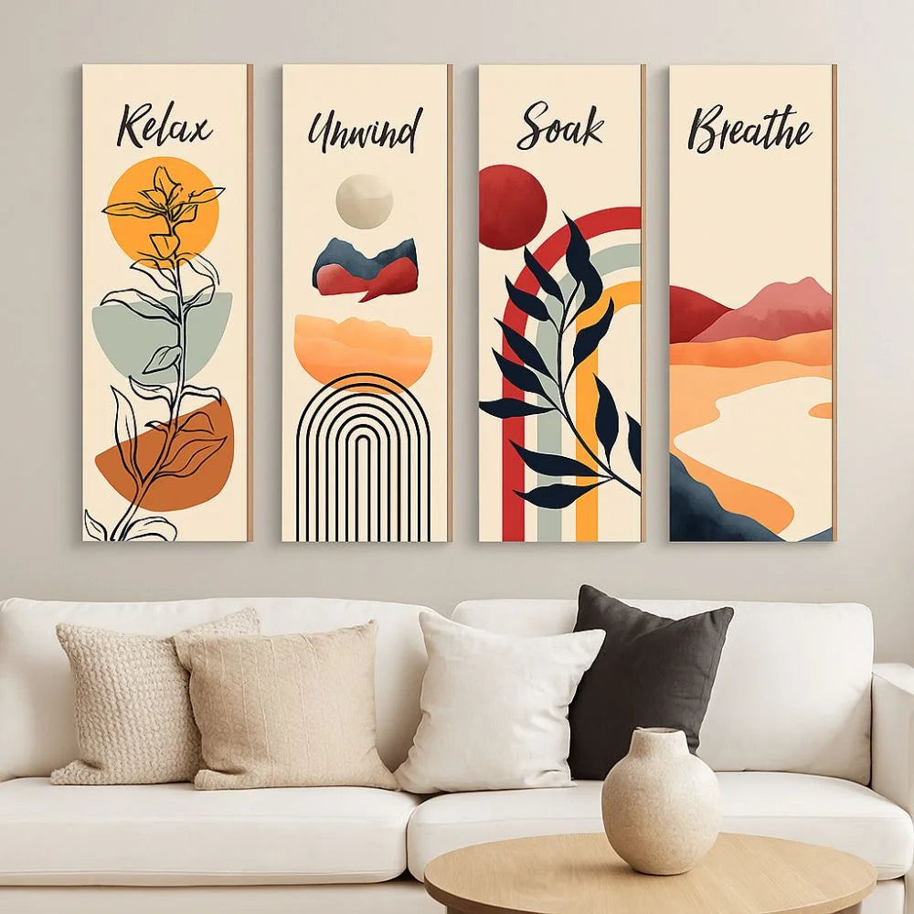 Inspirational Quotes Bohemian Abstract Hanging Sign Wall-mounting Artistic Plant Leaf Pendant Handmade Decorative Panel