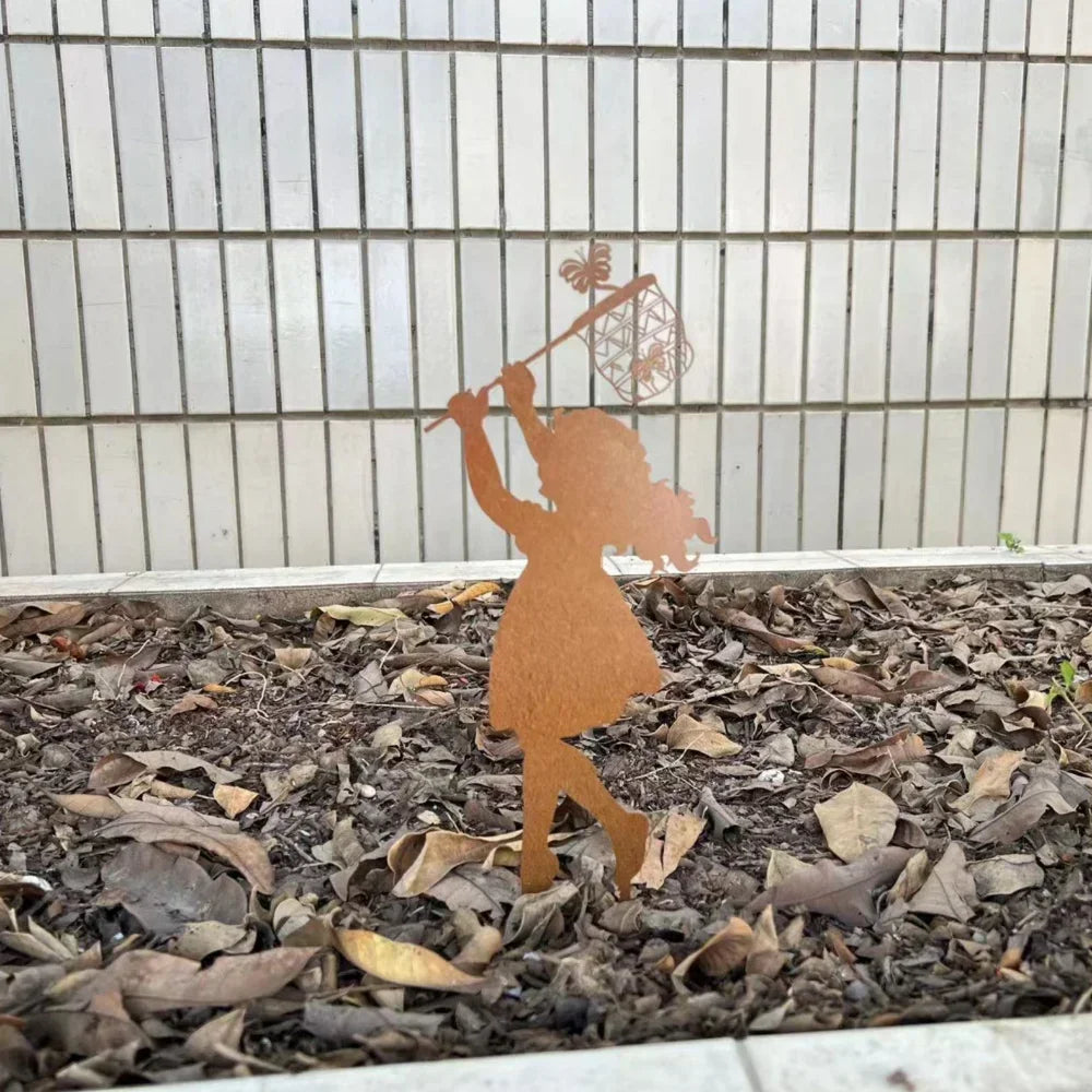 Adorable Outdoor Farmhouse Decor – Cute Boy and Girl Art Adds Whimsy to Your Garden