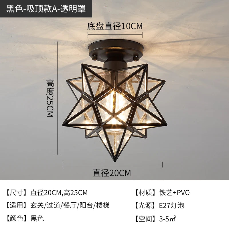 Lamps for Living Room Decor Five-pointed chandelier Modern Balcony Corridor Porch Fashion Network Red Star  Ceiling Light