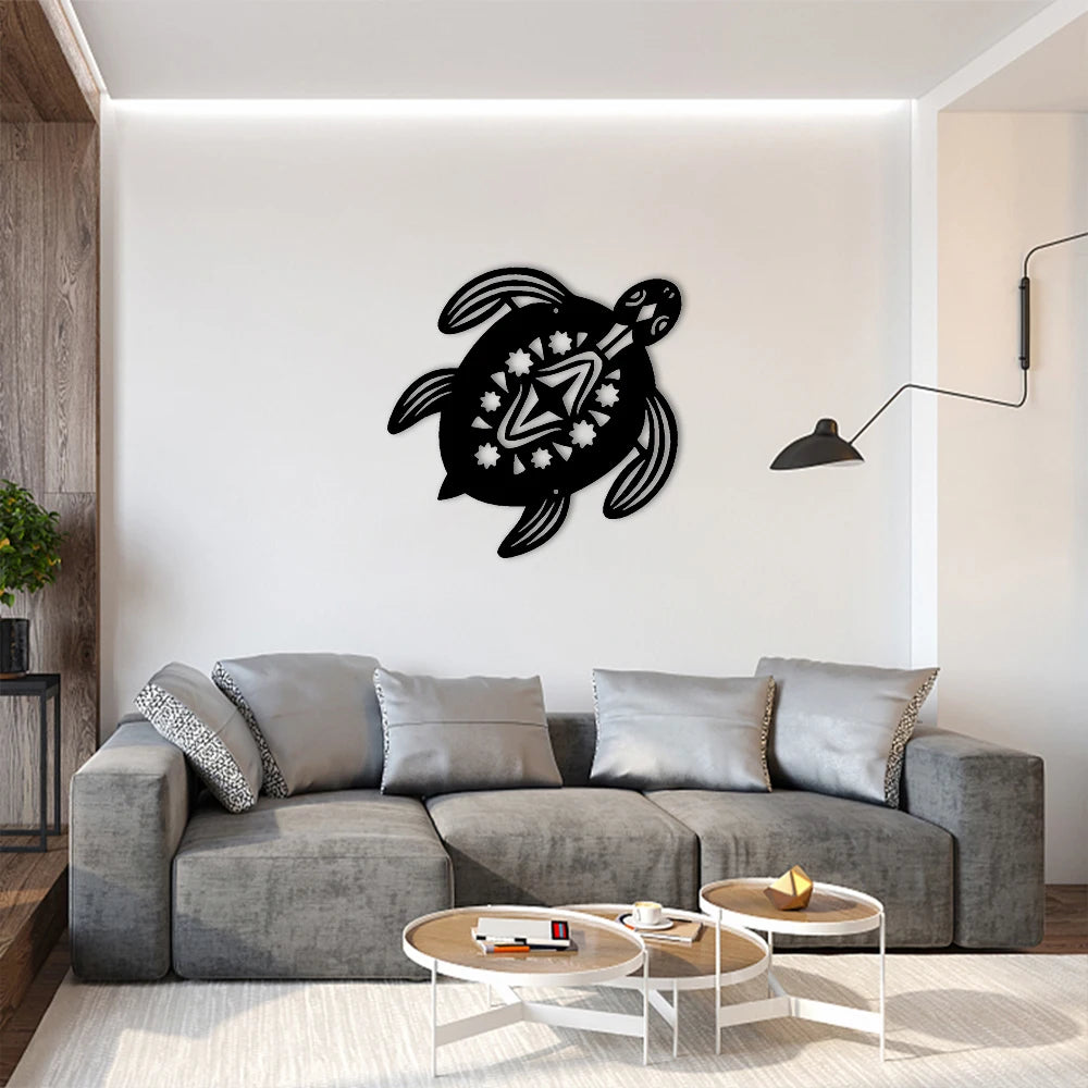 Coastal Baby Turtle Ocean Beach Metal Art Steel Wall Decor for Living Room Bathroom Kitchen Ourdoor Metal Wall Art Decor