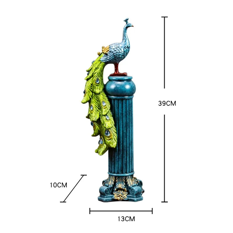 Creative Resin Peacock Decor Statue Sculpture Bookshelf Decor Accents Modern Decorative Desktop Figurine Accessories Gift