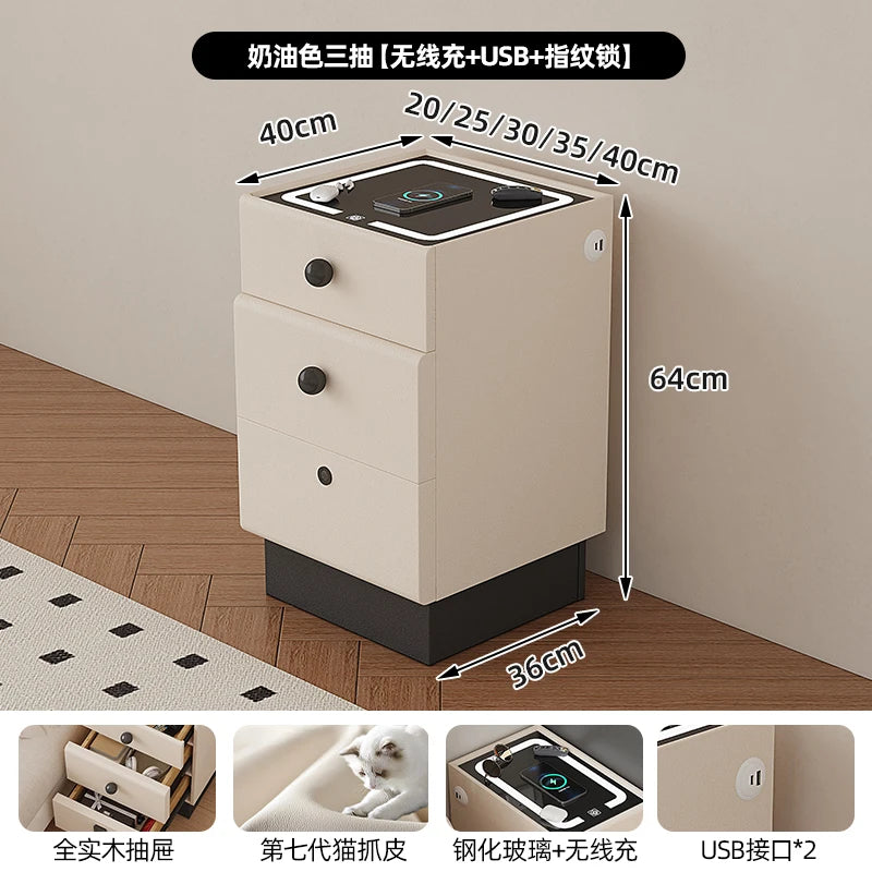 Minimalist Storage Nightstand Aesthetic Lamp Smart White Nightstand Drawer Cabinet Mesita De Noche Dormitorio Home Furniture