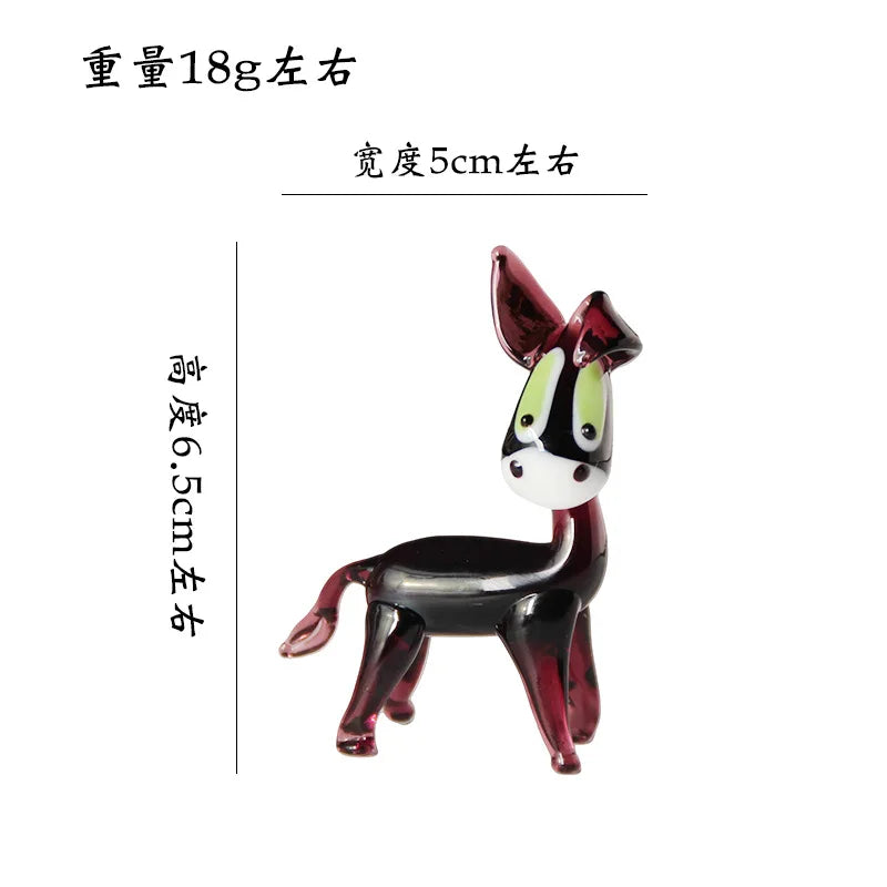 Glazed handicraft ornament, small black donkey decoration, donkey animal glass home desktop decoration