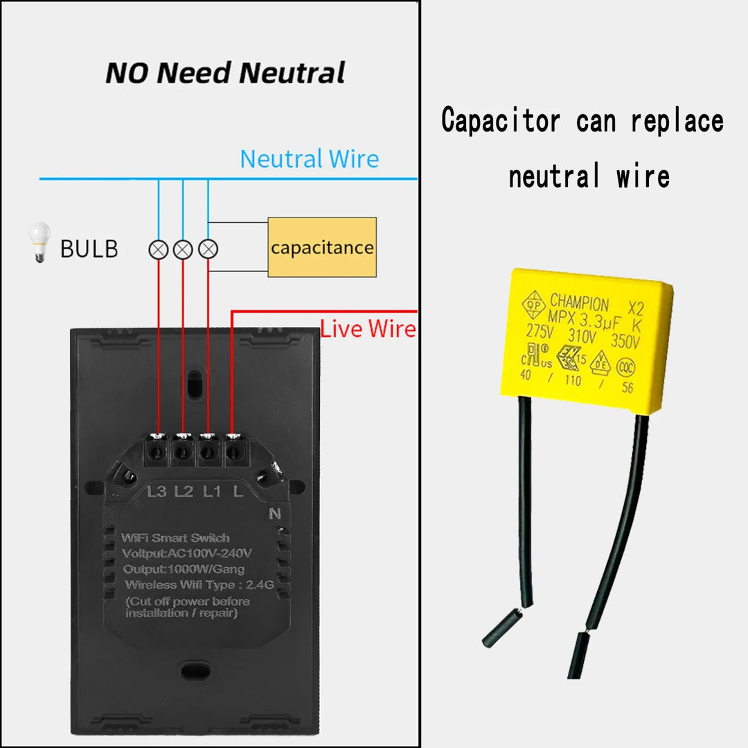 No neutral wire switch mounting accessories capacitor 5 per package