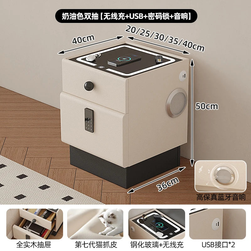 Minimalist Storage Nightstand Aesthetic Lamp Smart White Nightstand Drawer Cabinet Mesita De Noche Dormitorio Home Furniture