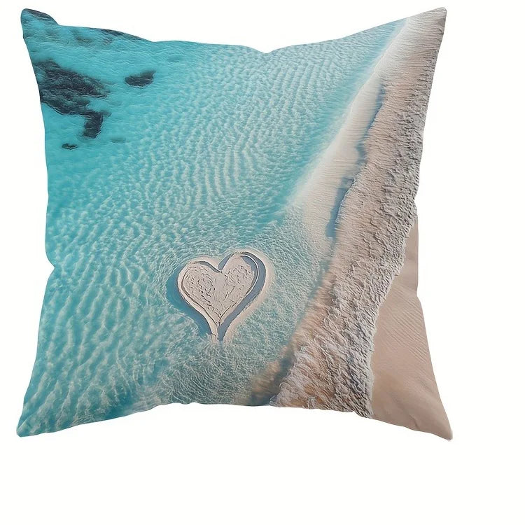 Beach-themed Pillowcase: Relax & Decor ,Sofa bedroom cushion cover, single-sided printing, without pillow core