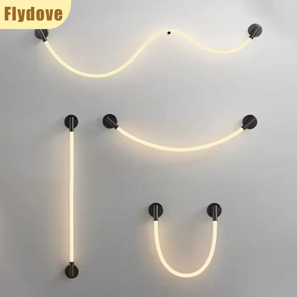 Minimalist Living Room Bar DIY Creative Music Note Art Linear Light Bedroom Bedhead Corridor Atmosphere Decorative Wall Light