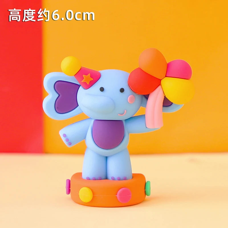 Home Decorative Statues Cake Topper Decorated with Cute Forest Animals Dinosaurs Bears Rabbit Circus Clowns Statues Mini Version