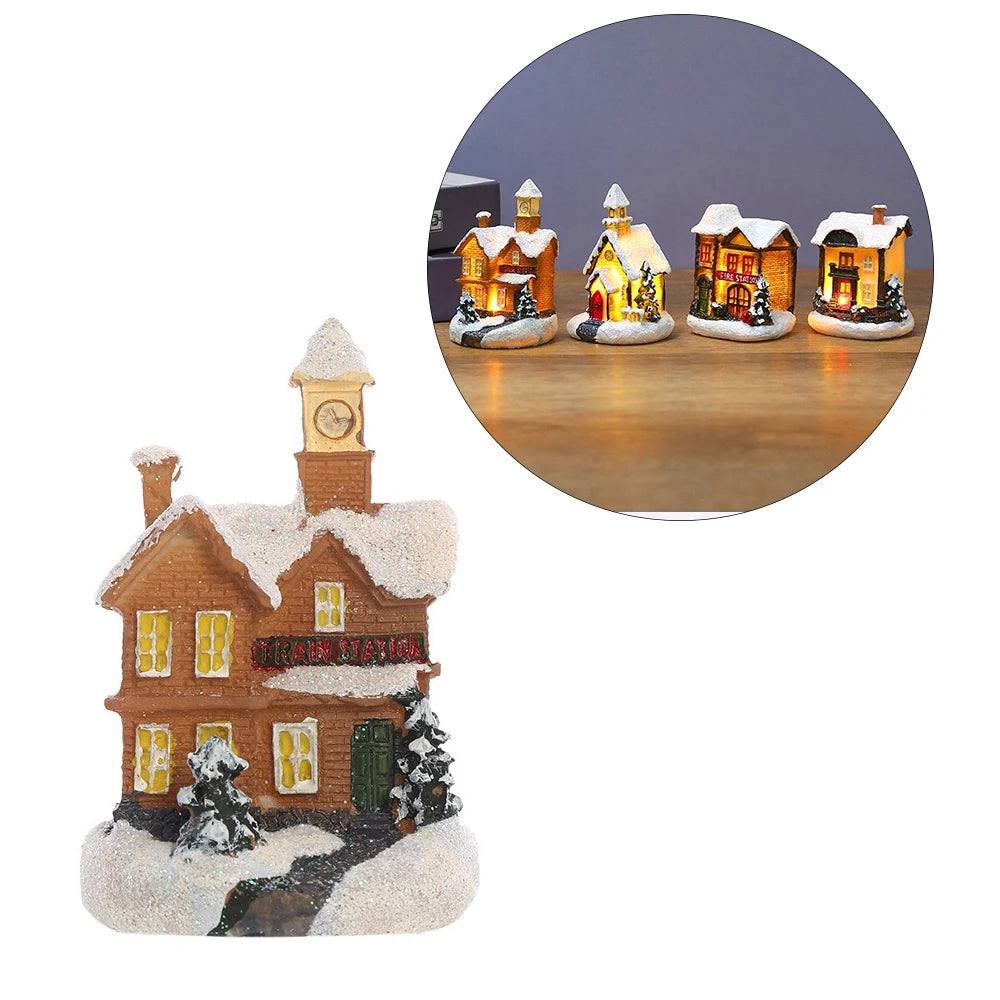 Christmas Luminous Small House LED Warm Lights European-Style Igloo Home Window Decoration Christmas Decoration D