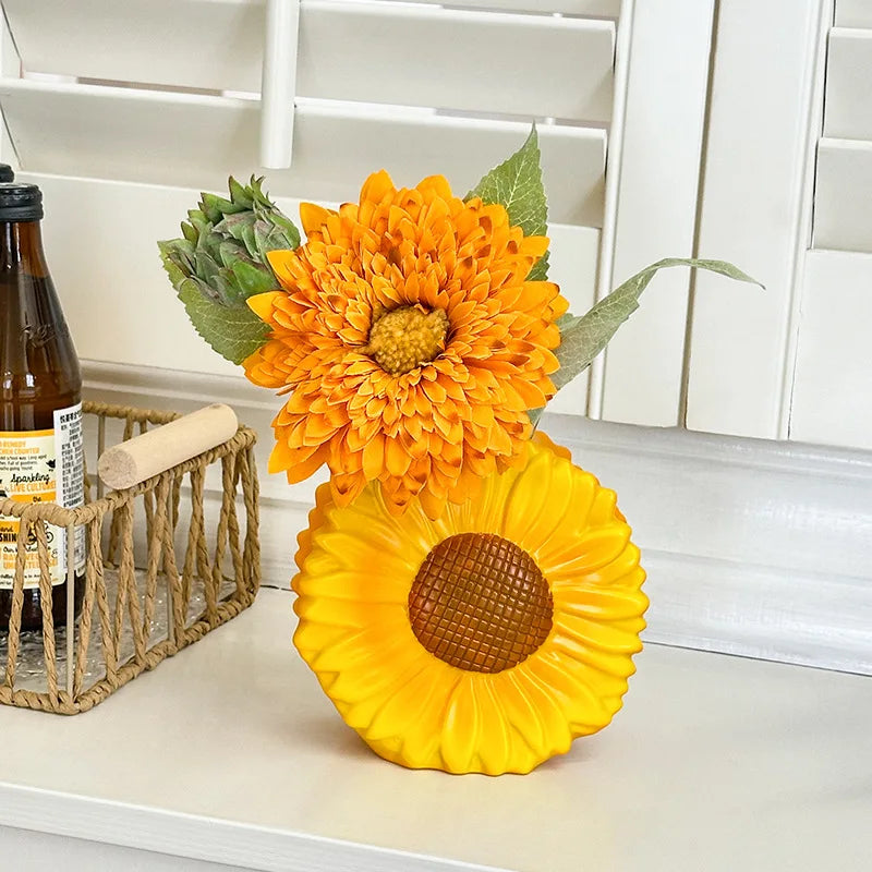 Sunflower shape Vase Flower Arrangement creative Handmade Decorative Vase Tabletop Decorative Vase Table Centerpieces Decoratio