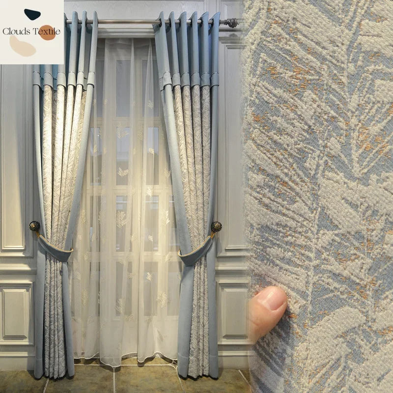 Modern Curtains for Living Room Bedroom Dining Luxury American Nordic Blackout Shading Color Matching Curtains Customize