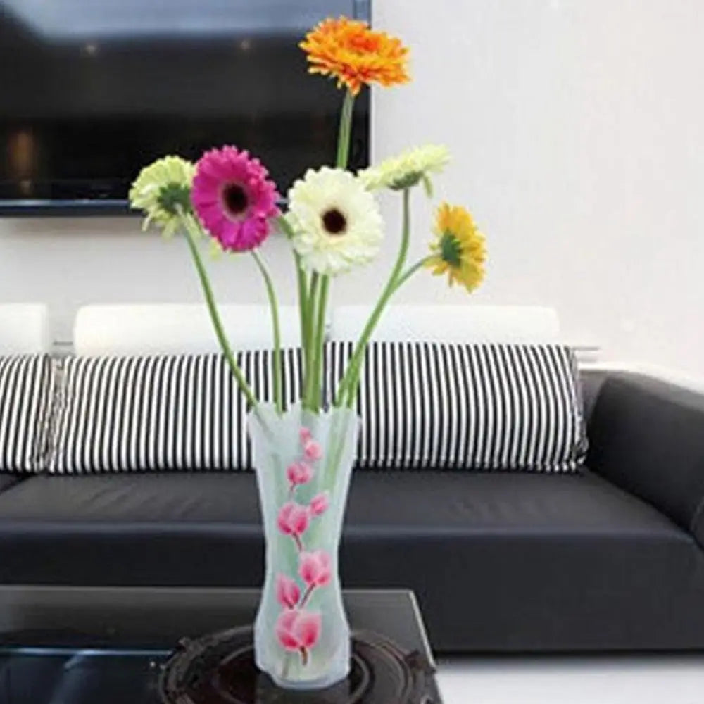 Reusable PVC Folding Vase Durable Cute Foldable Simple Flower Vase Easy to Store Cartoon Flower Vase Office