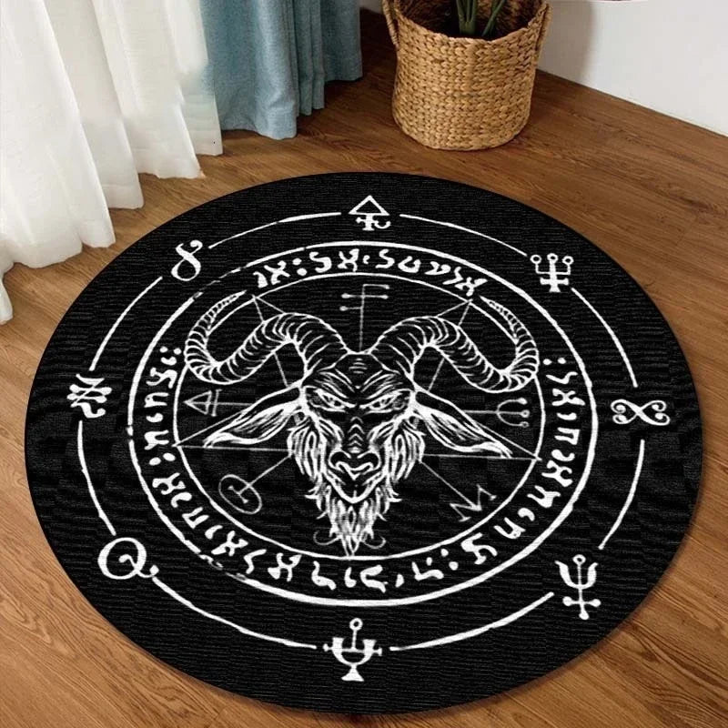 Home Decor Personalized Carpet Round  Gothic Satanic  Pet Mat Black  Divining  Bedroom rug